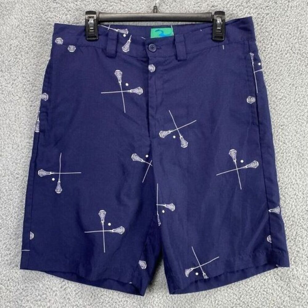 Liquid Flow Swim Trunks Mens‎ 33 Blue Lacrosse Sticks Ball Hybrid Board Shorts